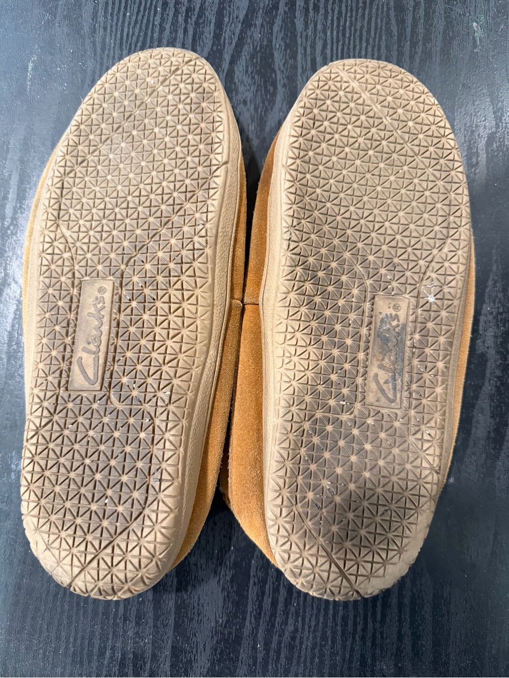 Clarks Suede Moccasin Slippers in Tan and Cream - Picture 4 of 5